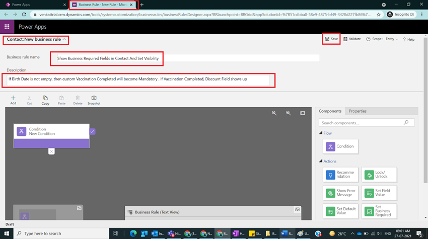 Business Rules with Actions Set Business Required/Visibility in Model Driven Power Apps